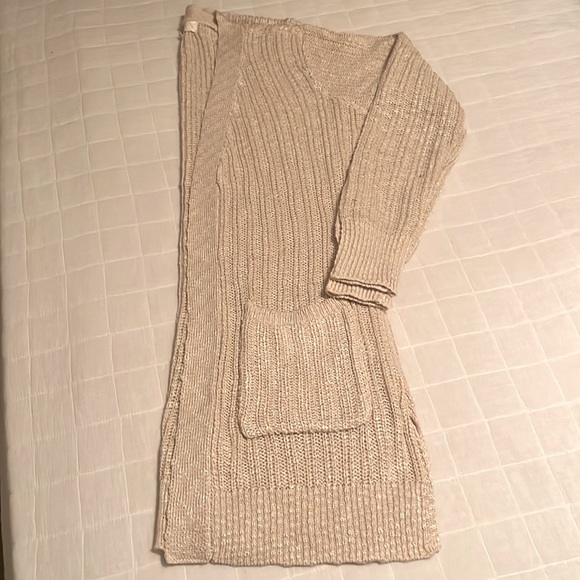 NWT PINQUE Andrina Two Pocket Textured Beige Cardigan Size XS - Picture 2 of 12
